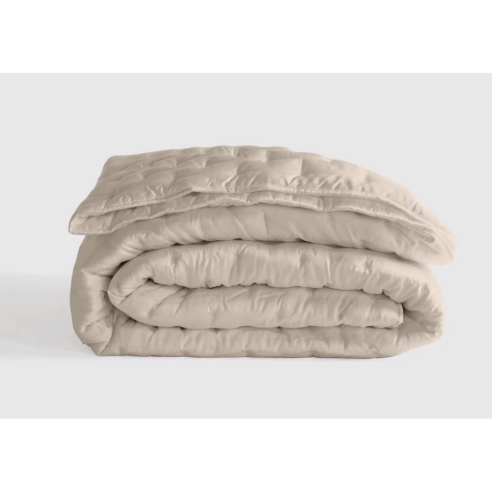 Quince Bamboo Dream Quilt Full/Queen Sand Hand Stitched Bedding NWOT